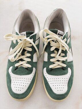 Diadora Magic Basket Low Suede Leather (White / Island Green) Size 11.5